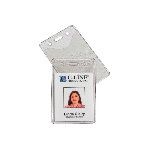 C-Line Products C-Line Products Heavy Duty Badge Holders, Vinyl, Vertical, 2 3/8 x 3 3/8, 100/BX 88617 - main